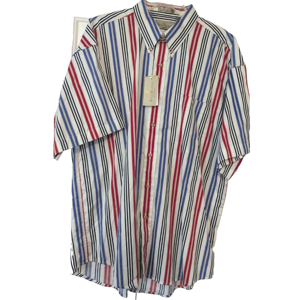 Vtg. 90s Bill Blass Striped Short Sleeve Shirt Mens XL Multicolor NWT